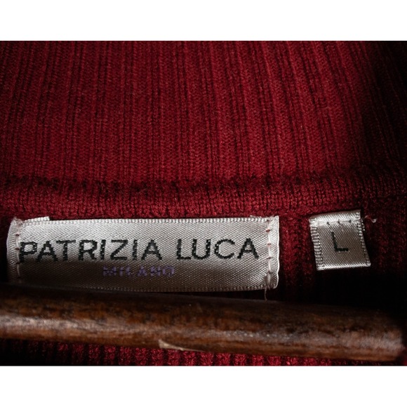 Patrizia Luca Women's Large Red Mock Neck Chunky Knit Asymmetrical Sweater - Picture 4 of 6